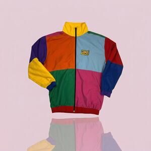 Vintage BEOTEO WORLD Color Block Windbreaker Jacket Men's XL 90s Streetwear